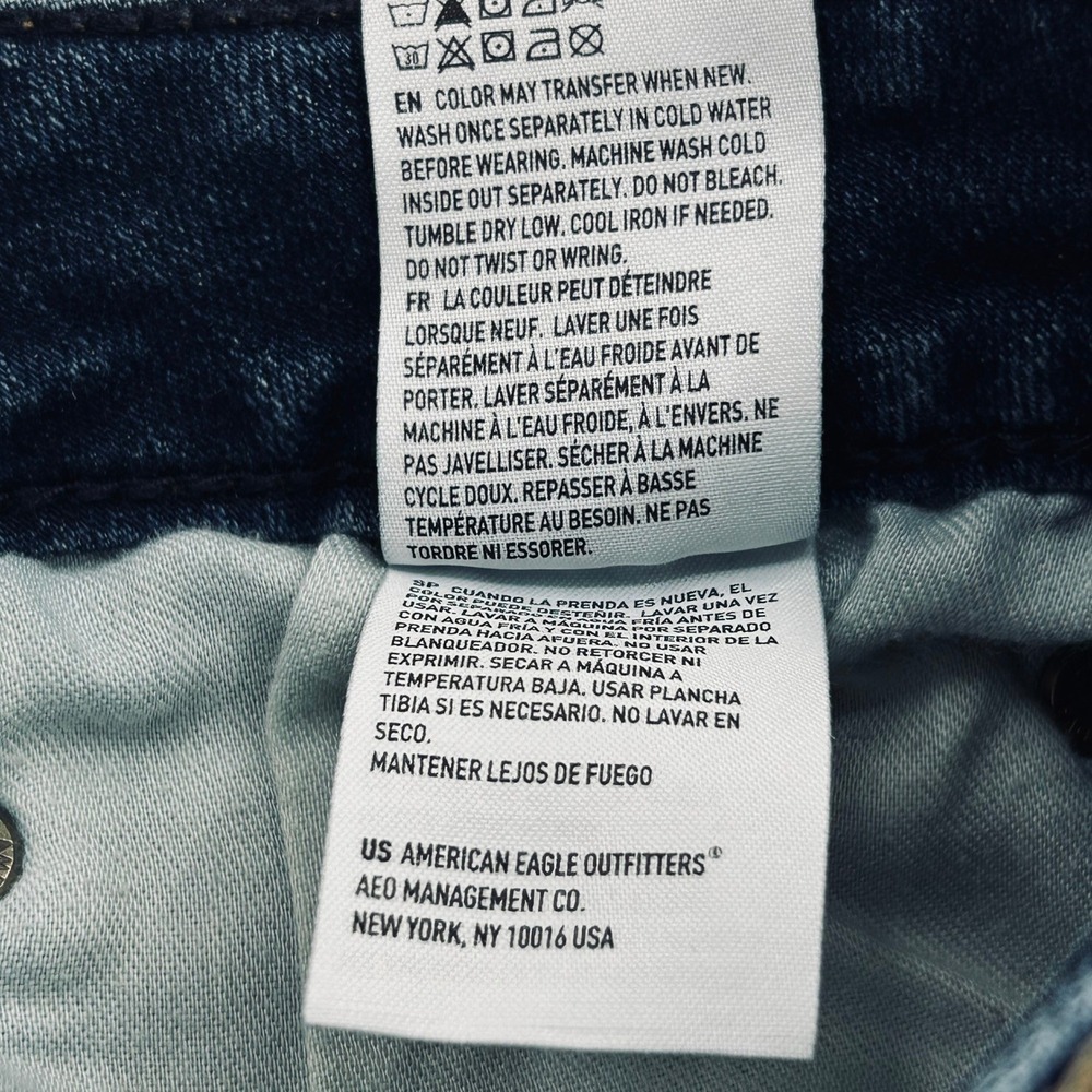 American Eagle Airflex+ Jeans Mens 38x36 Dark Wash Blue Denim Relaxed Straight - Picture 5 of 13